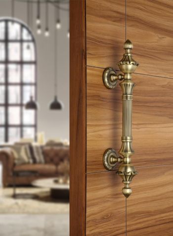 LAPO 14 inch Lotus Door Handles for Main Door | Main Door Handle | Door Handle |Zinc Alloy, Pack of 1|(Hole to Hole Size-8 Inch) 3 Years Warranty - Antique Finish