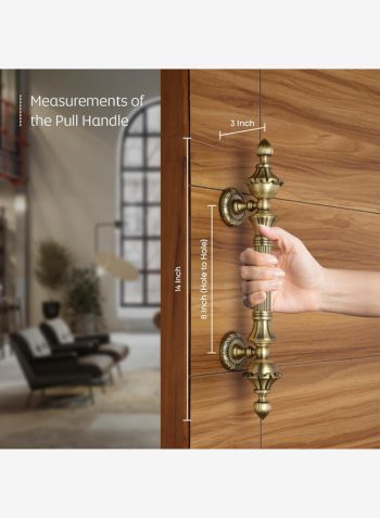 LAPO 14 inch Lotus Door Handles for Main Door | Main Door Handle | Door Handle |Zinc Alloy, Pack of 1|(Hole to Hole Size-8 Inch) 3 Years Warranty - Antique Finish