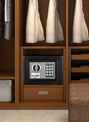 TENAMIC Safe Box 0.23 Cubic Feet Electronic Digital Security Box, Keypad Lock Box Cabinet Safes, Solid Alloy Steel Office Hotel Home Safe, Black