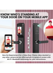 LAVNA Camera Smart Door Lock | 7 Way Unlock | Fingerprint, Mobile App, WiFi + Bluetooth, OTP, PIN, RFID Card and Manual Key | Built-in Camera n Screen | 5 Bolts | fit with Wooden Doors (LA24, Black)