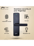 Godrej Smart Lock I Catus Touch Plus I Digital Lock for Wooden Door I 4 in 1 Access I Fingerprint I RFID I PIN Access I Mechanical Key I 3 Strong Dead Locking Bolts I Black Finish I 3 Years Warranty