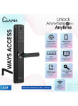 LAVNA Camera Smart Door Lock | 7 Way Unlock | Fingerprint, Mobile App, WiFi + Bluetooth, OTP, PIN, RFID Card and Manual Key | Built-in Camera n Screen | 5 Bolts | fit with Wooden Doors (LA24, Black)